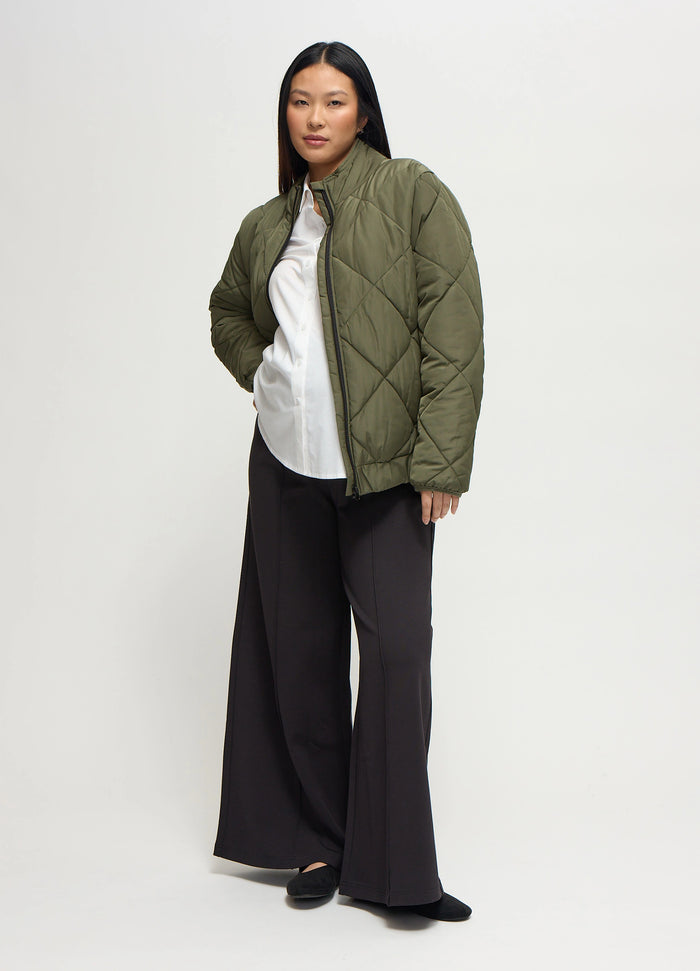 Ingrid & Isabel Grow With You Puffer Maternity Jacket Olive