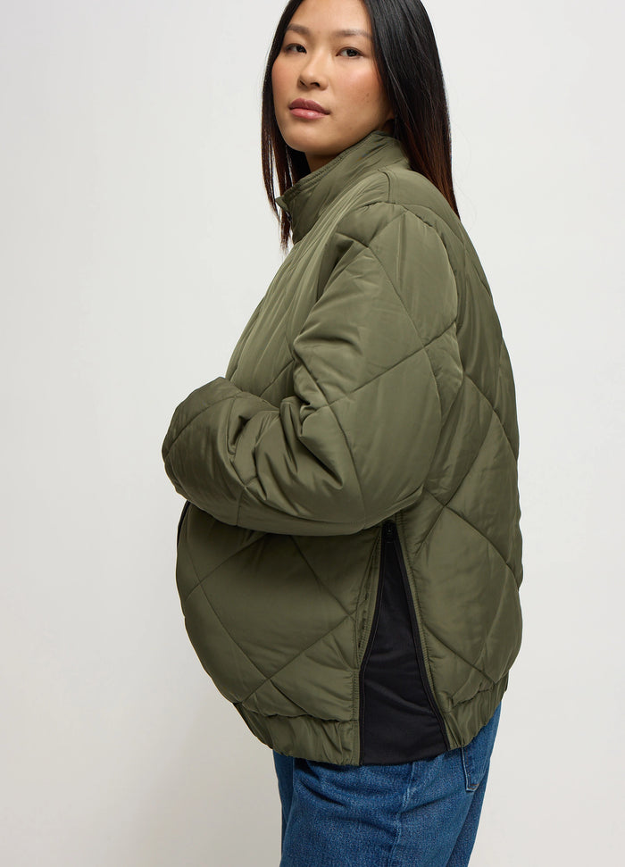 Ingrid & Isabel Grow With You Puffer Maternity Jacket Olive