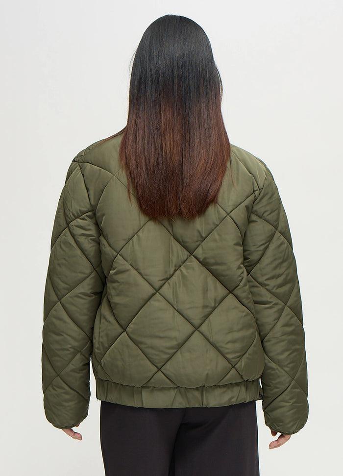 Ingrid & Isabel Grow With You Puffer Maternity Jacket Olive
