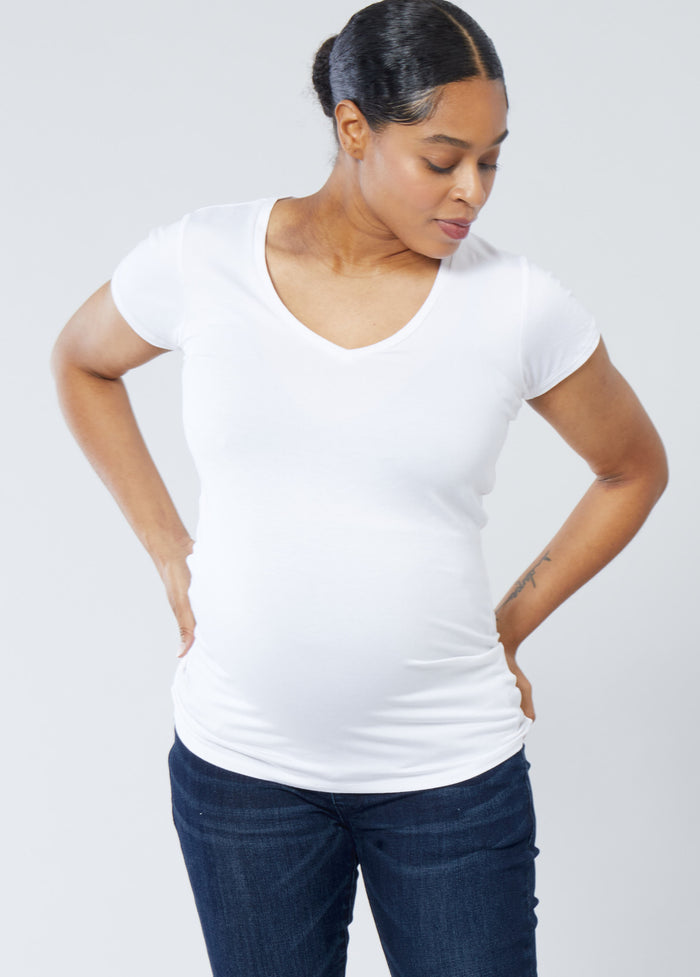Ingrid & Isabel Essential V-Neck Maternity Tee White