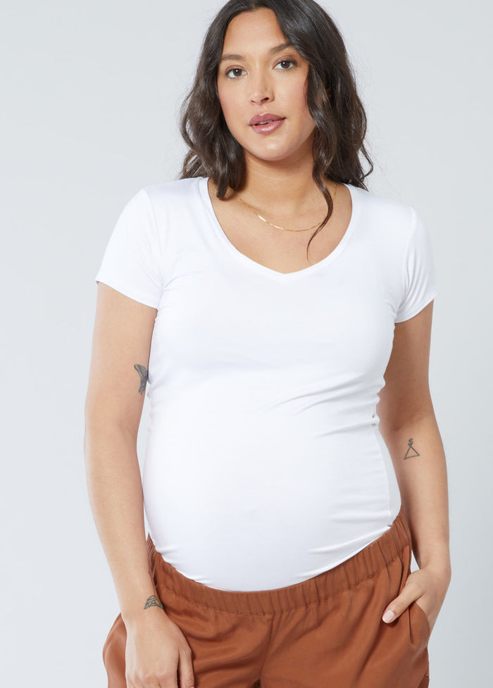 ingrid & isabel Essential V-Neck Maternity Tee White