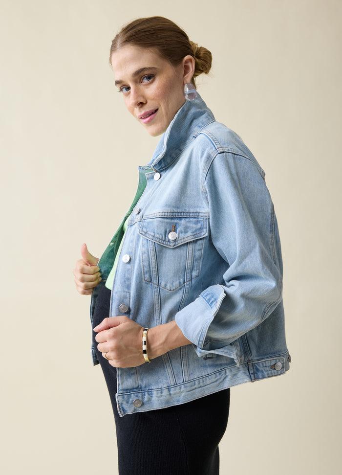 ingrid & isabel Mama & Baby Matching Maternity & Postpartum Denim Jacket Light Wash