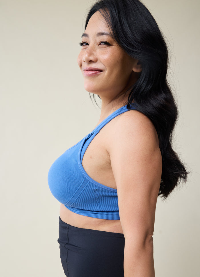 Ingrid & Isabel Maternity + Nursing Sports Bra Two-Pack Bundle Black/Riverside Blue