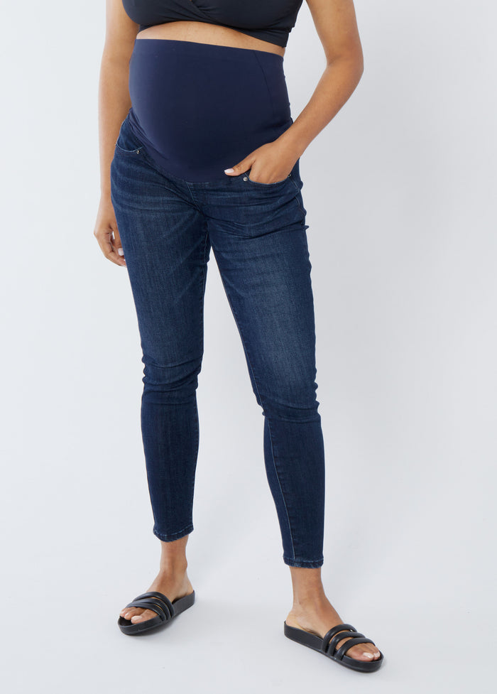 ingrid & isabel Maternity Skinny Jeans Ft. Crossover Panel® Indigo