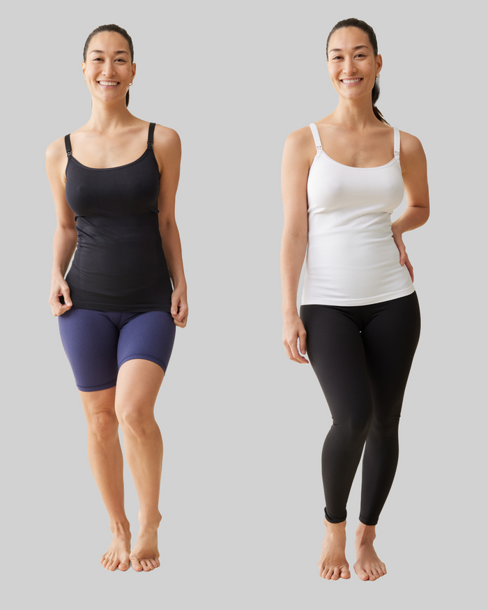 Ingrid & Isabel Postpartum Seamless Nursing And Shaping Cami 2-Pack Bundle Black/Black