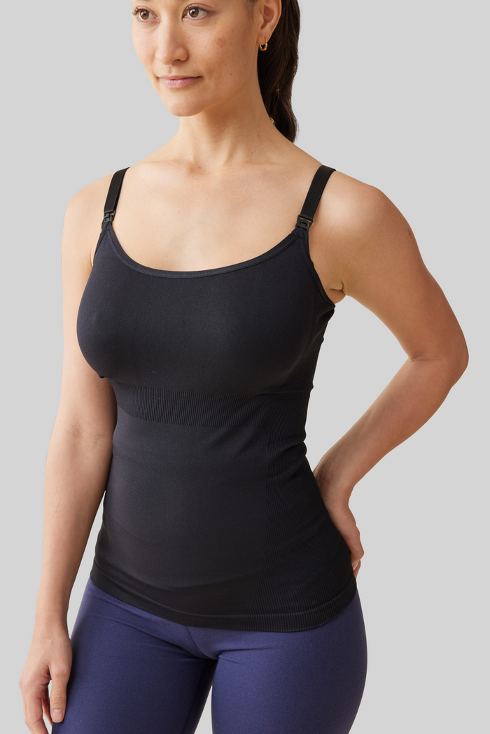 Ingrid & Isabel Postpartum Seamless Nursing And Shaping Cami 2-Pack Bundle Black/Black