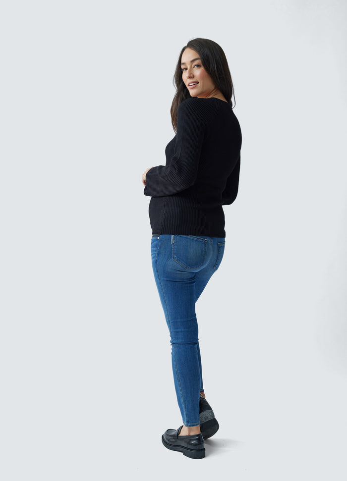 Ingrid & Isabel Rib Square Neck Maternity Sweater Black Black Onyx