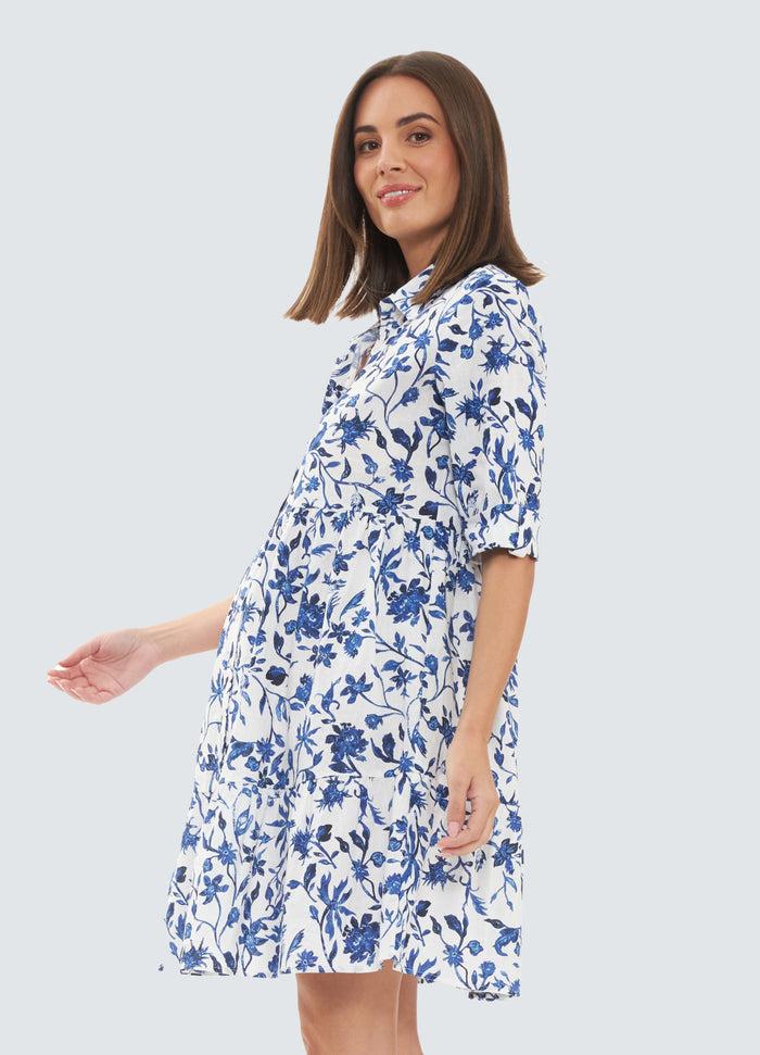 Ingrid & Isabel Ripe Maternity Bella Linen Maternity Dress White Lapis