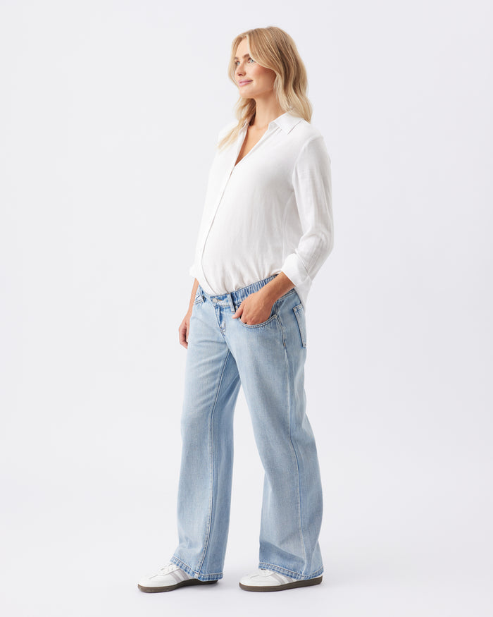 ingrid & isabel Ripe Maternity Billie Elastic Waist Jean Light Wash