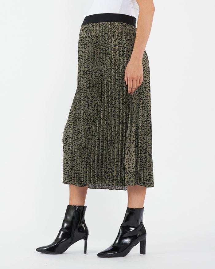 Ingrid & Isabel Ripe Maternity Cleo Pleat Midi Skirt Khaki/Black