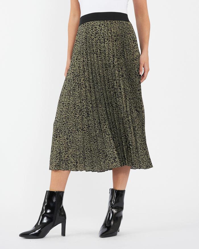 ingrid & isabel Ripe Maternity Cleo Pleat Midi Skirt Khaki/Black