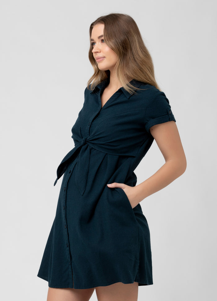 Ingrid & Isabel Ripe Maternity Colette Tie Up Linen Maternity Dress Biro