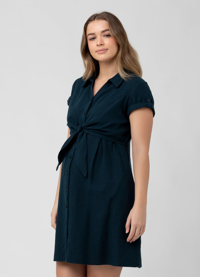 Ingrid & Isabel Ripe Maternity Colette Tie Up Linen Maternity Dress Biro