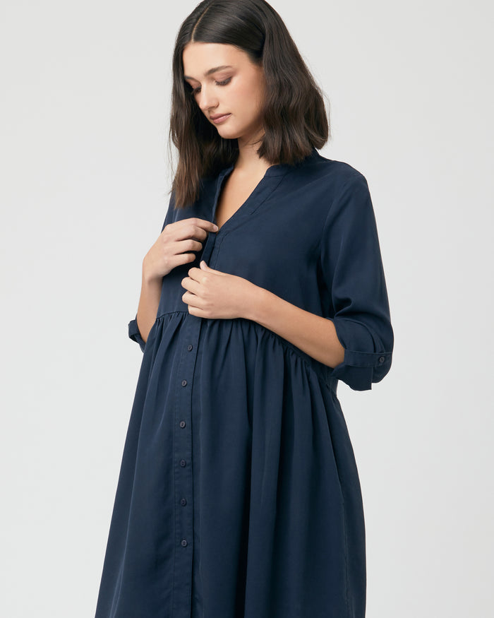Ingrid & Isabel Ripe Maternity Demi Tencel Dress Navy