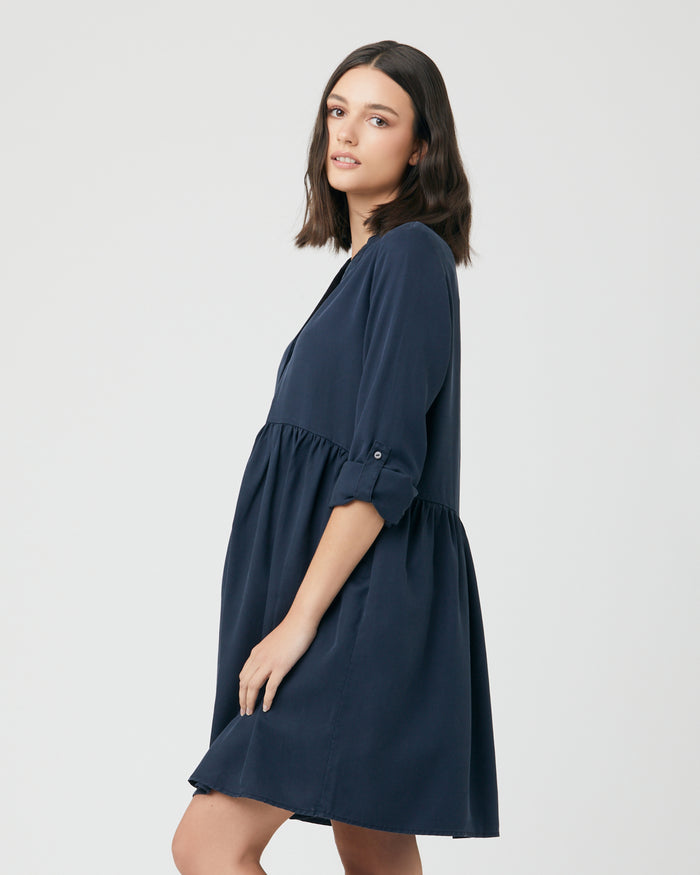 Ingrid & Isabel Ripe Maternity Demi Tencel Dress Navy