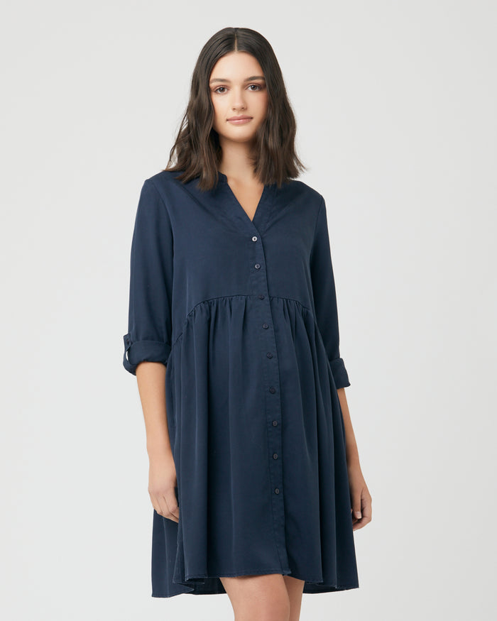 Ingrid & Isabel Ripe Maternity Demi Tencel Dress Navy