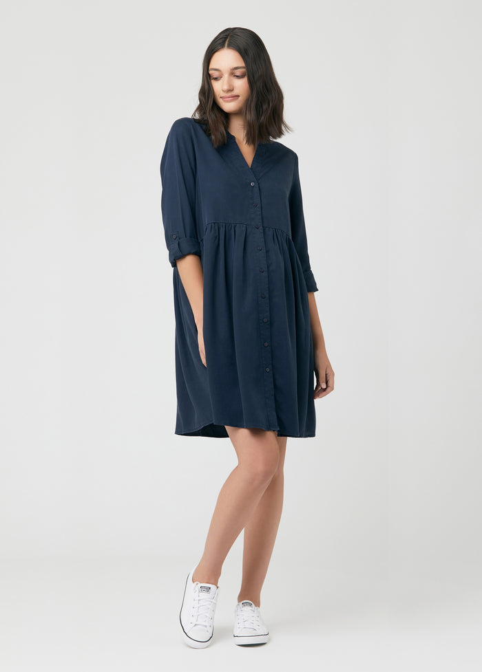 ingrid & isabel Ripe Maternity Demi Tencel Dress Navy