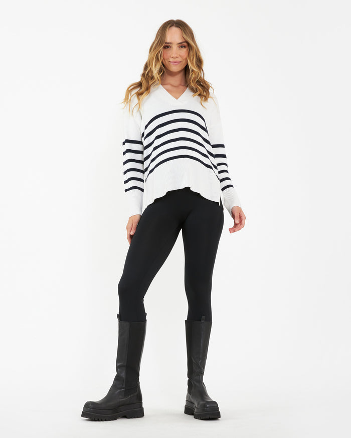Ingrid & Isabel Ripe Maternity Hanna Nursing + Maternity Knit Sweater Stripe White/Navy Stripe