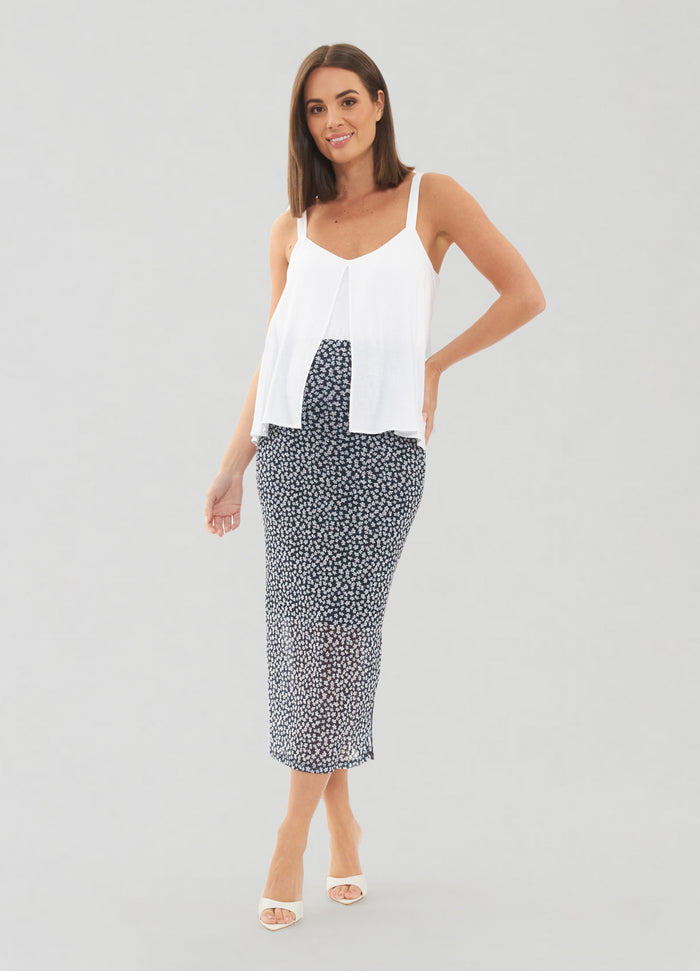 Ingrid & Isabel Ripe Maternity Kara Mesh Maternity Midi Skirt Navy