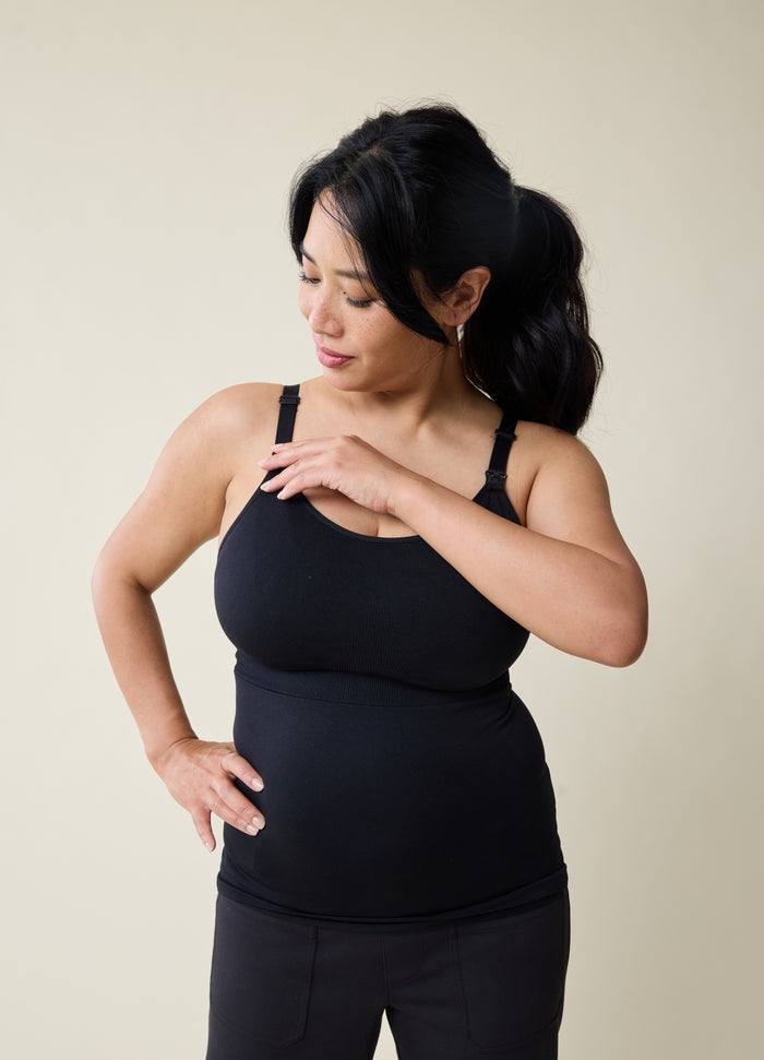 Ingrid & Isabel Seamless Nursing + Pumping Cami 2-Pack Bundle Black/Black