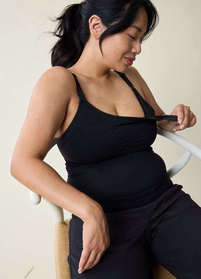 Ingrid & Isabel Seamless Nursing + Pumping Cami 2-Pack Bundle Black/Black