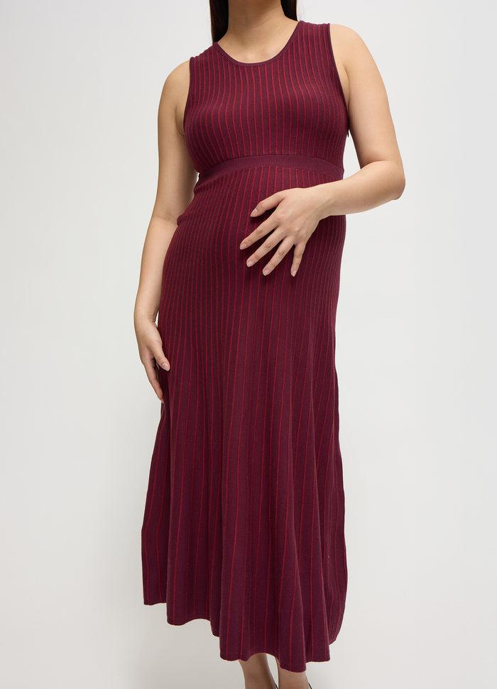Ingrid & Isabel The All-Access Stripe Sweater Midi Maternity Dress Fig