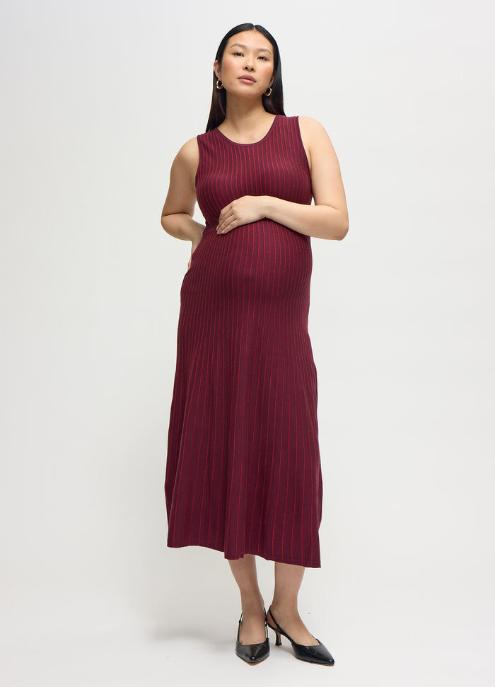 ingrid & isabel The All-Access Stripe Sweater Midi Maternity Dress Fig