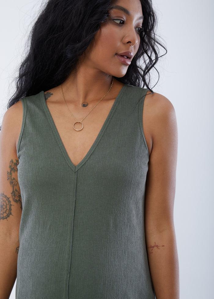 Ingrid & Isabel The Always On Maternity V Neck Midi Column Dress Olive