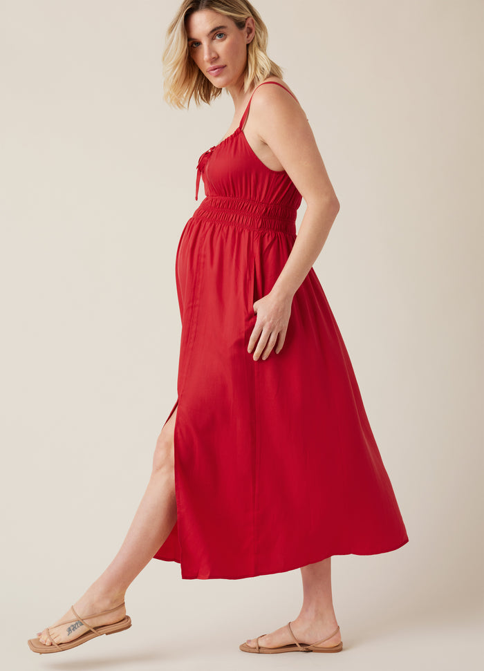 Ingrid & Isabel The Amalfi Maternity Midi Strappy Dress Red