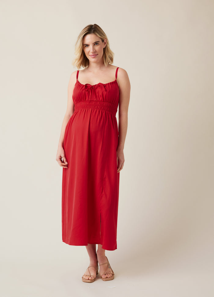 ingrid & isabel The Amalfi Maternity Midi Strappy Dress Red