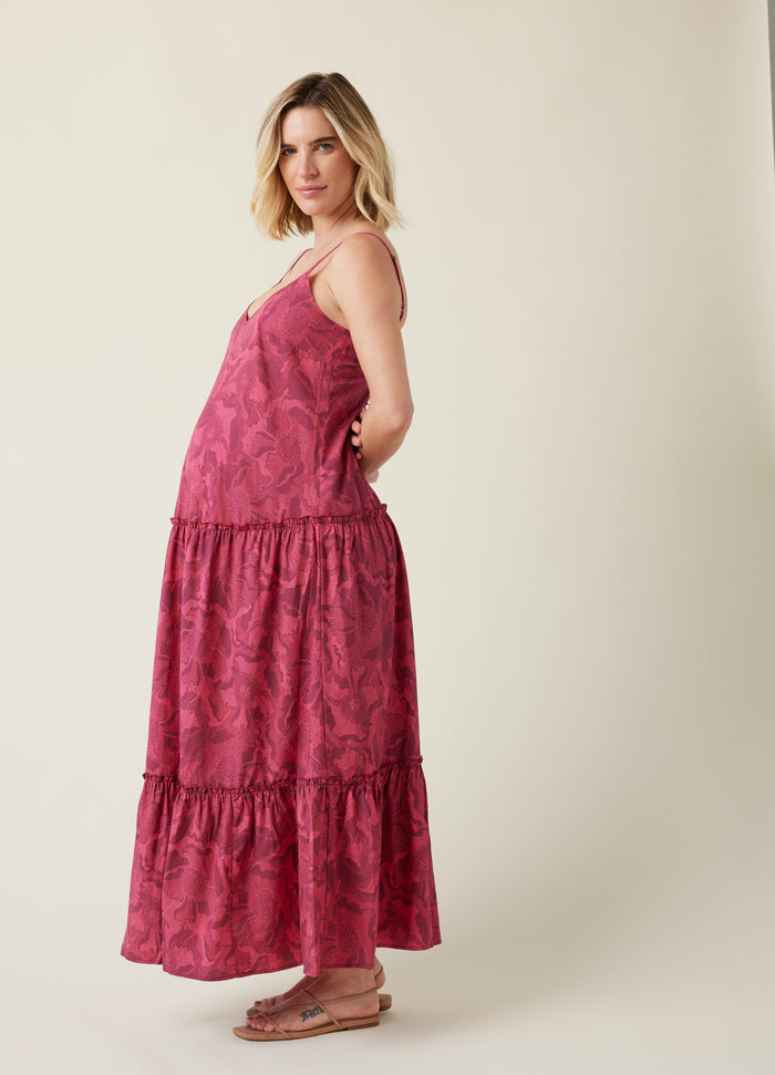 Ingrid & Isabel The Bellisima Maternity Maxi Dress Berry Line Floral