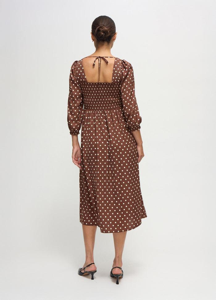 Ingrid & Isabel The Breeze Maternity Midi Dress Espresso White Dot