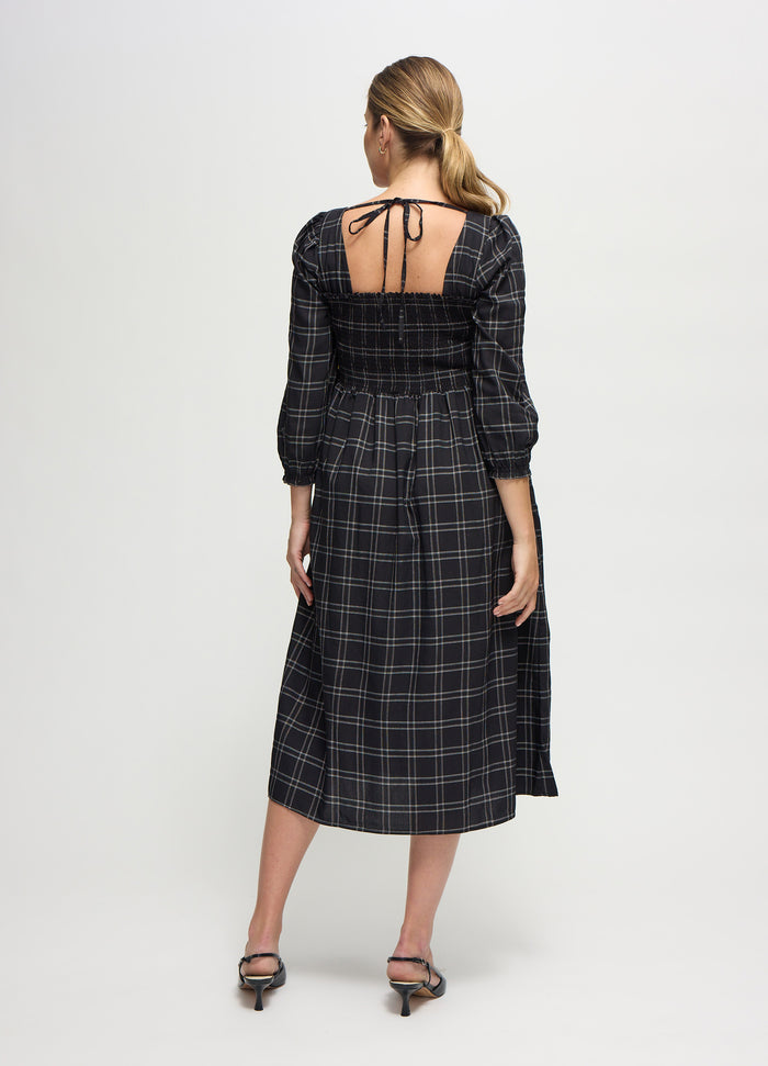 Ingrid & Isabel The Breeze Ruffle Sleeve Midi Maternity Dress Windowpane