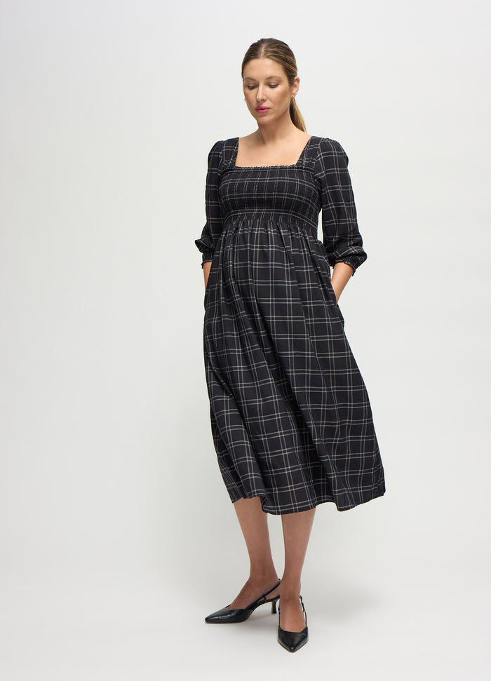ingrid & isabel The Breeze Ruffle Sleeve Midi Maternity Dress Windowpane