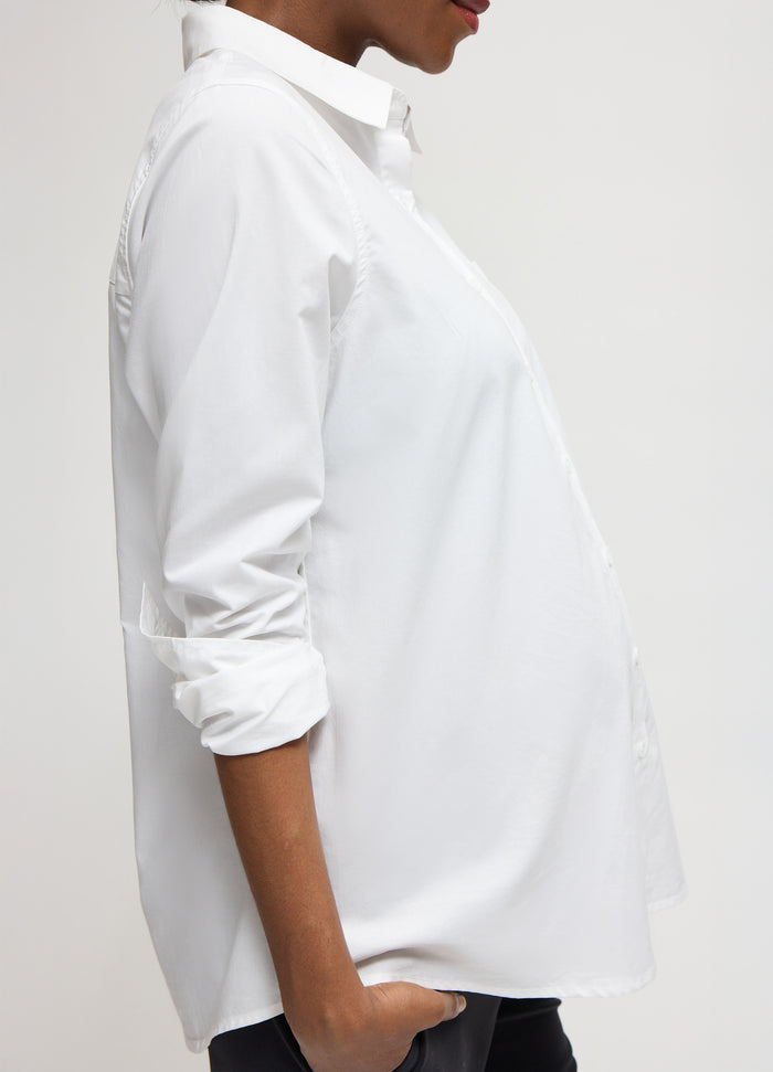 Ingrid & Isabel The Classic Button Down Poplin Maternity And Nursing Shirt White