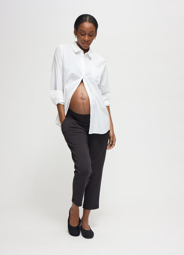 ingrid & isabel The Classic Button Down Poplin Maternity and Nursing Shirt White