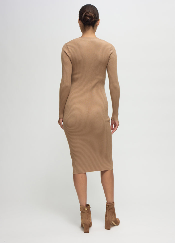 Ingrid & Isabel The Close Knit Midi Maternity Sweater Dress Taupe