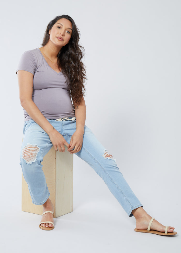Ingrid & Isabel The Every Trimester Drawstring Maternity Jean Light Wash