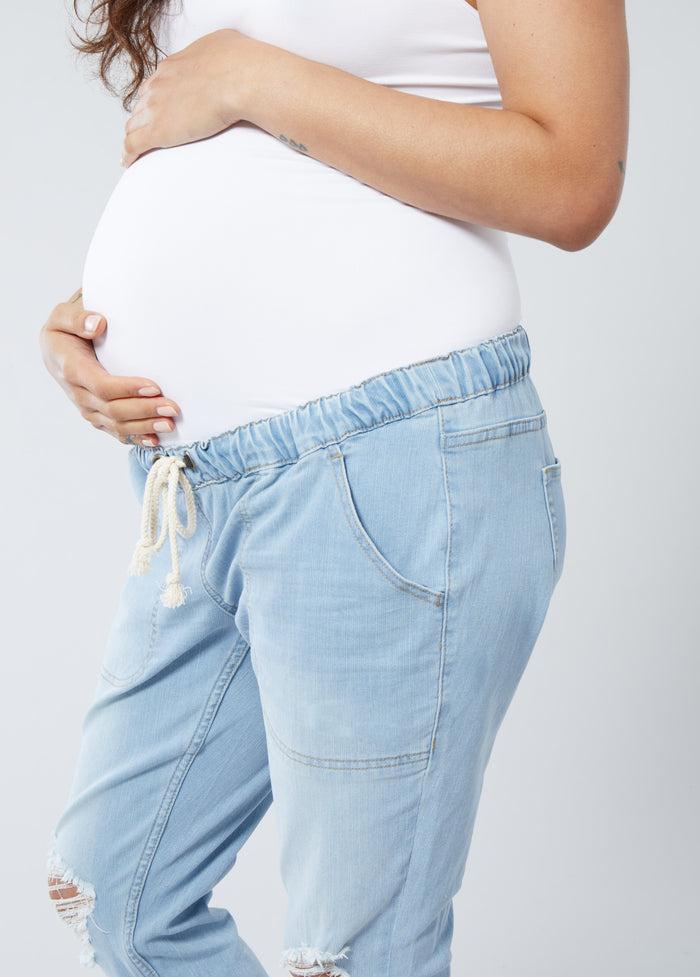 Ingrid & Isabel The Every Trimester Drawstring Maternity Jean Light Wash