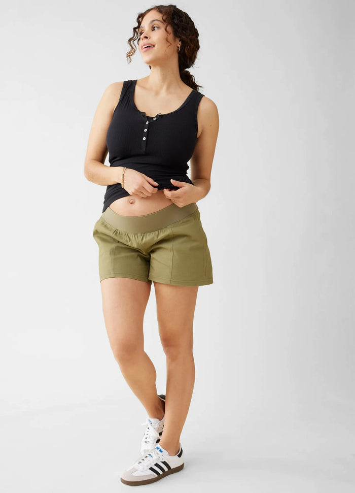 Ingrid & Isabel The Everyday Maternity Woven Short Olive