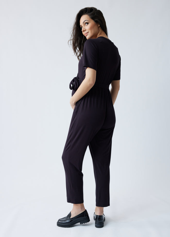 Ingrid & Isabel The EveryWear Short Sleeve Maternity + Nursing Jumpsuit Black