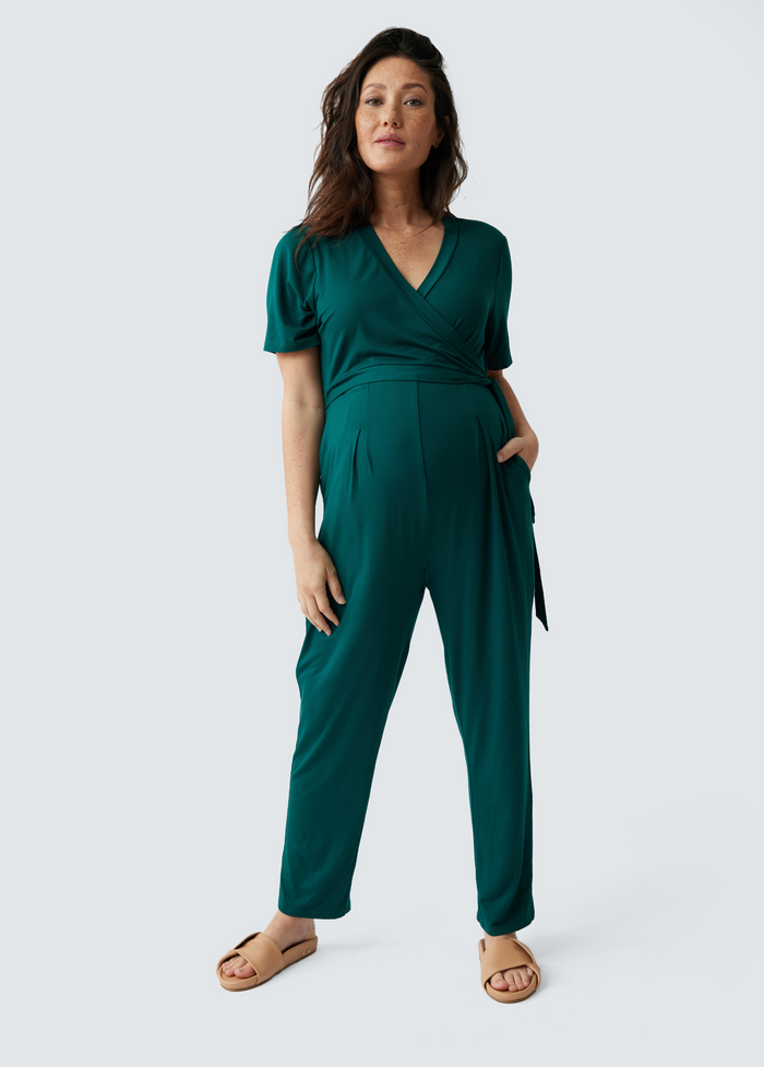 Ingrid & Isabel The EveryWear Short Sleeve Maternity + Nursing Jumpsuit Black