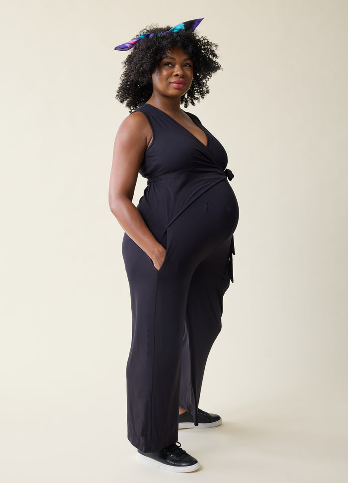 Ingrid & Isabel The EveryWear Sleeveless Maternity + Nursing Jumpsuit Black Black