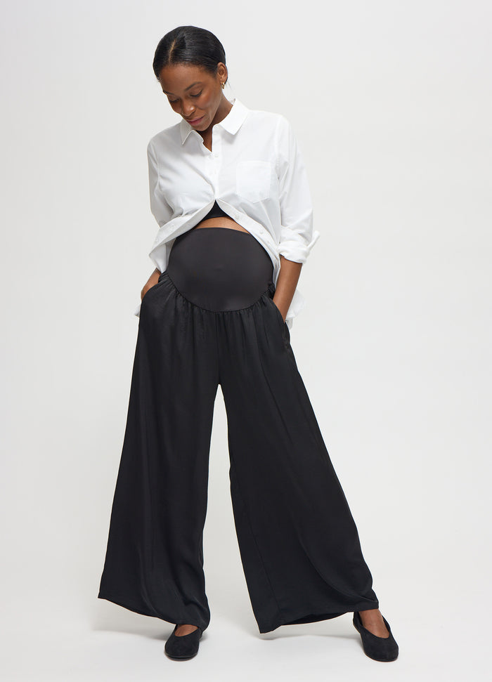 Ingrid & Isabel The Flowy Wide-Leg Black Maternity Pant Black