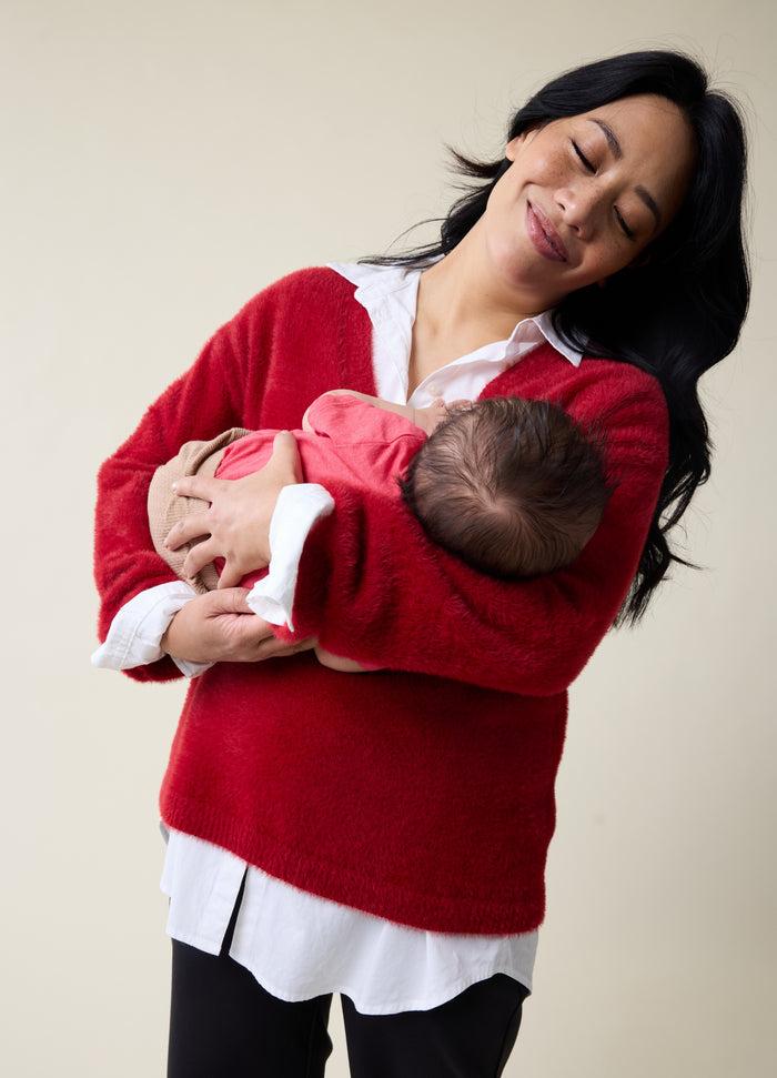 Ingrid & Isabel The Fluffy Maternity + Postpartum Sweater Dahlia