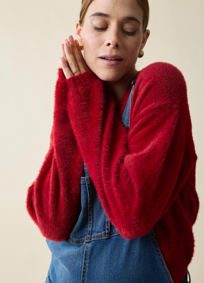 ingrid & isabel The Fluffy Maternity + Postpartum Sweater Dahlia