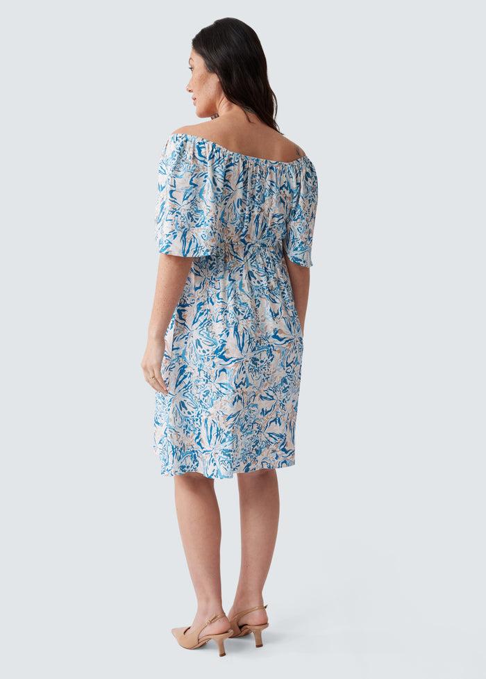 Ingrid & Isabel The Glow Maternity Shower Dress Painterly Blue