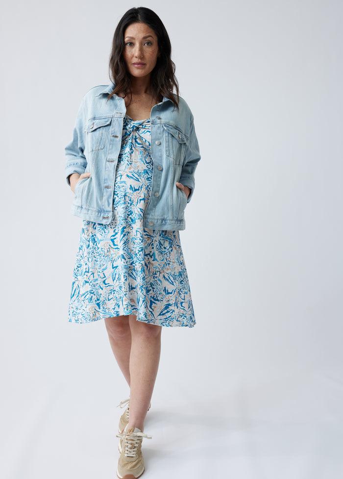 Ingrid & Isabel The Glow Maternity Shower Dress Painterly Blue