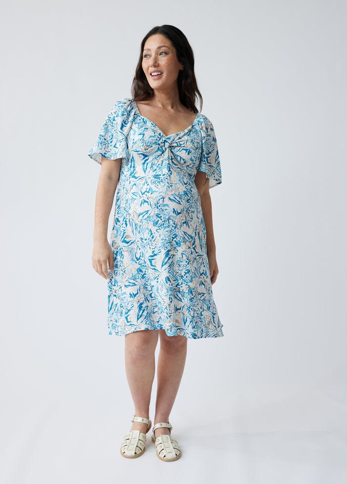 ingrid & isabel The Glow Maternity Shower Dress Painterly Blue