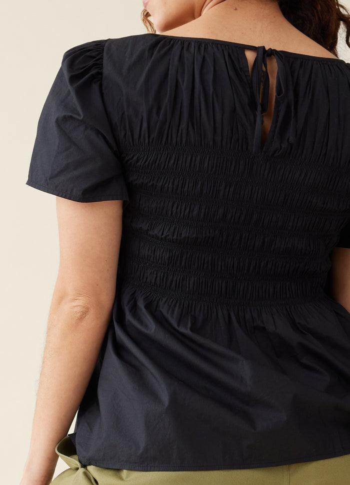 Ingrid & Isabel The Gwen Maternity Smocked Woven Top Black